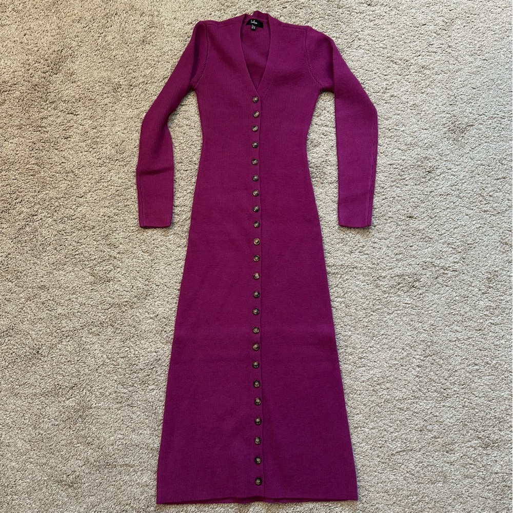 Lulu's Magenta Button-Down Maxi Dress